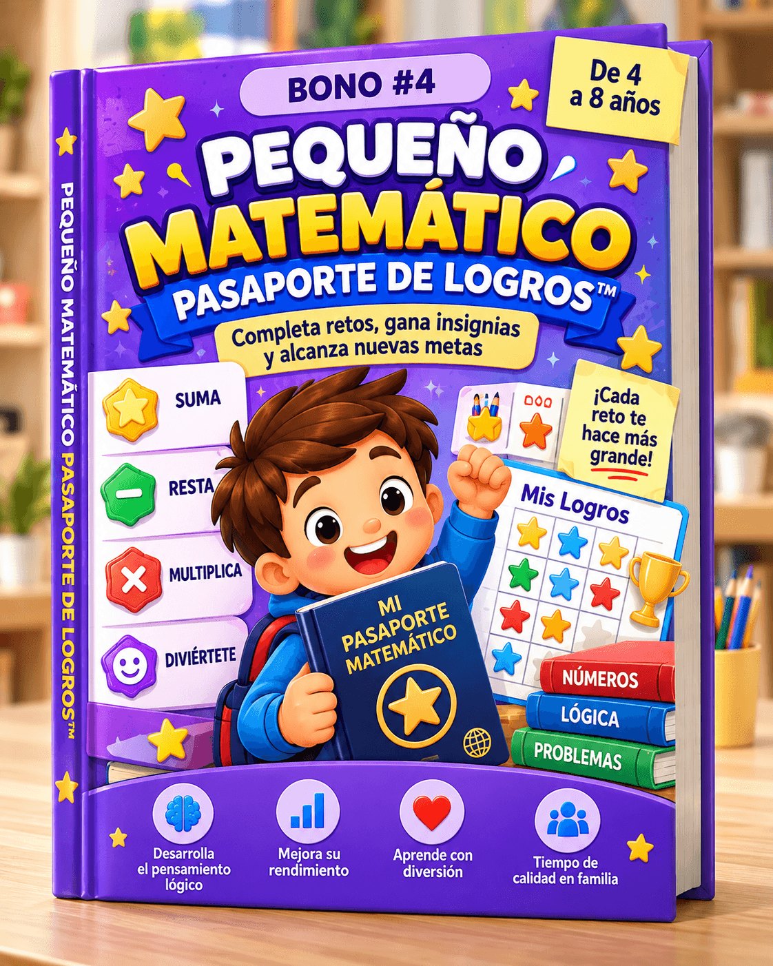 Mockup del bono Pequeño Matemático Pasaporte de Logros
